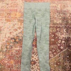 Gymshark light green camo workout leggings